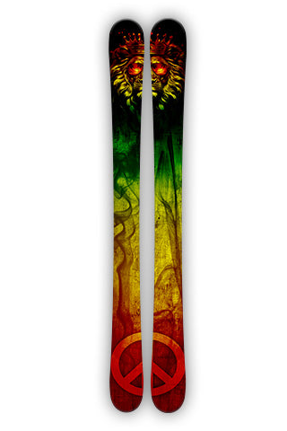 RASTA LION Ski Wrap Vinyl Ski wrap.  Rasta, Lion, Peace, Rasta Smoke, 3M Vinyl Wrap. SQUATCH Ski Snowboard Wraps.
Two wraps per set.