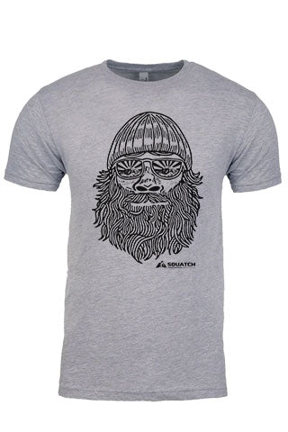 SQUATCH MAN Graphic Tee. Series One Original Black on Heather Gray Tee.