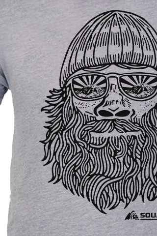 SQUATCH MAN Graphic Tee. Series One Original Black on Heather Gray Tee.