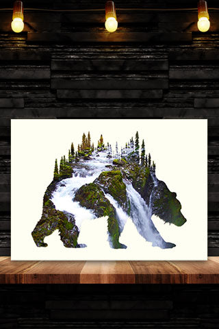 BEAR of SOL DUC FALLS. Digital photo art design.  One a very wet day hiking through the Olympic National Park through the rain forest we got this shot of Sol Duc Falls .  You can't help but stop and take in the beauty of the surrounding forest that frame the beauty of the falls. A very wet hike and a great outdoor adventure.