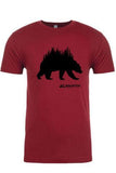 BLACK BEAR Tee. Series One Original Black on Cardinal Red.  Product Description •Artwork by Dalton Lovitt, SQUATCH Industries Design •Screen Printed Graphic Tee •Premium Next Level Short-Sleeve Crew (Cardinal) •100% Combed Cotton Jersey •Available in Small - XXL