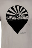 MT RAINIER Tee. Series One Original Black on Light Gray Tee. Product Description •Artwork by Dalton Lovitt, SQUATCH Industries Design  •Screen Printed Graphic Tee •Premium Next Level Short-Sleeve Crew (Light Gray) •100% Combed Cotton Jersey •Available in Small - XXL