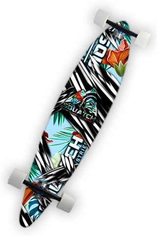 HAWAIIAN DREAM Skateboard and Longboard Wrap is original graphic print, image composite.  A warm tropical SQUATCH design.