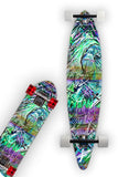 INDUCED STATE.  Skateboard wrap and Longboard wrap is a multi level abstract digital painting. It represents how the mind can work.  Maybe how it's working when you're heading down the hill.