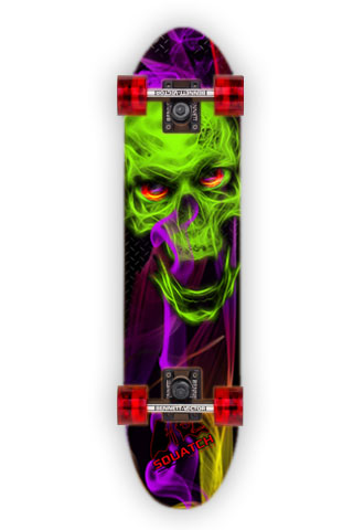 SKULL and SMOKE Skateboard Wrap original digital print.