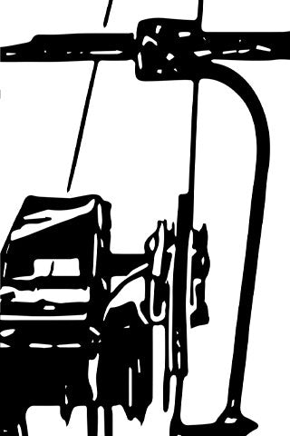 Ski Slope Black and white design.  Riding the chair for the fun run down!