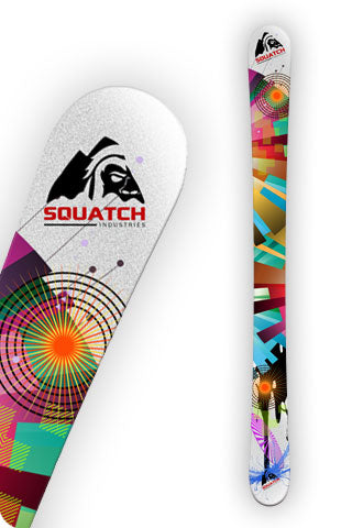 Snow Ski Wraps, COLOR WHEEL WHITE print on our SQUATCH Industries Art Collection