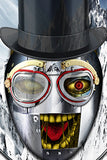 METAL MASK Ski Wrap original graphic print.  Photos and graphics make up this Steampunk inspired design