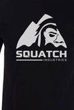 SQUATCH INDUSTRIES Tee. The First and Original White on Black Tee. Original SQUATCH Industries Logo.   Product Description •Artwork by Steve Lovitt, Squatch Industries Design  •Screen Printed Graphic Tee White on Black •Premium Next Level Short-Sleeve Crew (Black) •100% Combed Cotton Jersey •Available in Small - XL