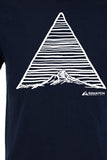 THE MOUNTAIN Tee. Series One Original White on Midnight Navy Tee. Product Description •Artwork by Dalton Lovitt, SQUATCH Industries Design  •Screen Printed Graphic Tee •Premium Next Level Short-Sleeve Crew (Midnight Navy) •100% Combed Cotton Jersey •Available in Small - XXL