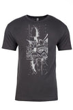 THE MACHINE. Series One Original Light Gray on Heavy Metal Tee. Original "The Machine" photo composite design available on Snowboard and Skateboard Wraps. Product Description •Artwork by Steve Lovitt, SQUATCH Industries Design  •Screen Printed Graphic Tee •Premium Next Level Short-Sleeve Crew (Heavy Metal) •100% Combed Cotton Jersey •Available in Small - XXL