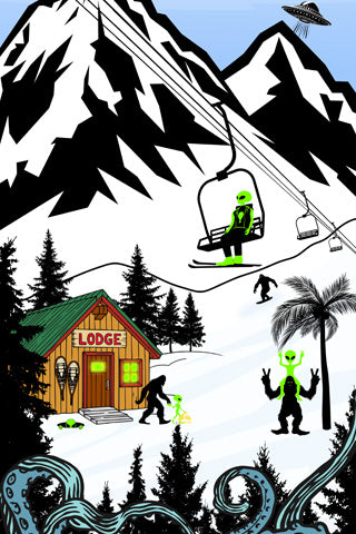 SQUATCH Industries 3M Vinyl Ski Wraps. Snowboard Wraps, Board Wraps. Snowboard Art, Custom Snowboard Wraps Kraken, Sasquatch, Bigfoot and Aliens are just a few things you may run into on a typical day. Enjoy the adventure, they don’t bite!