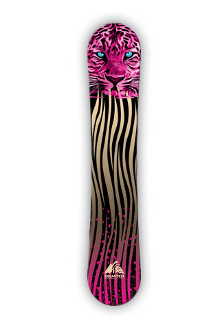 THE PINK LEOPARD original digital graphic print. Bright pink staring at you and ready to go! Snowboard Wrap.  Vinyl Snowboard Wrap