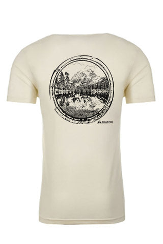 MT BAKER Natural Tee. Original Black on Natural Tee. Original Mt Baker design made from original photograph on one of our epic hikes.