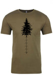 NORTHWEST HEART BEAT Graphic Tee. Original Black on Military Green Tee. Original design representing the outdoor beat of the great Northwest. Product Description •Artwork by Steve Lovitt, SQUATCH Industries Design •Screen Printed Graphic Tee •Premium Next Level Short-Sleeve Crew (Military Green) •Soft Premium 100% Combed Ring-Spun Cotton. •Available in Small - XXL