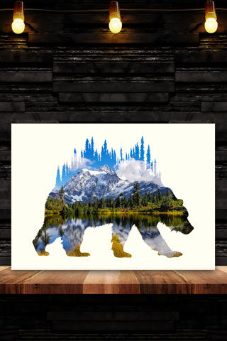 BEAR of MT PICTURE LAKE and MOUNT SHUKSAN. Digital photo art design.  Taken from the Picture Lake looking at beautiful Mount Shuksan near Mt Baker Washington. Just another beautiful day one of our great adventures.