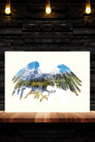 EAGLE of MT PICTURE LAKE and MOUNT SHUKSAN. Digital photo art design.  Taken from the Picture Lake looking at beautiful Mount Shuksan near Mt Baker Washington. Just another beautiful day one of our great adventures.  Eagle of Mount Shuksan Art Print by Steve and Dalton Lovitt of SQUATCH Industries.