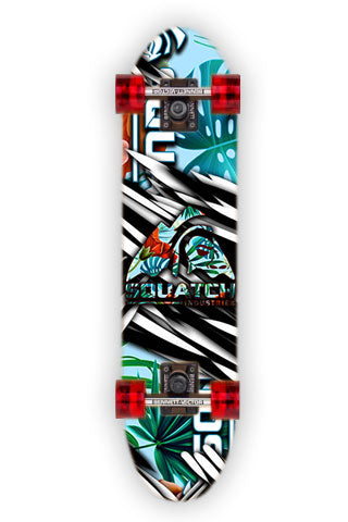 HAWAIIAN DREAM Skateboard and Longboard Wrap is original graphic print, image composite.  A warm tropical SQUATCH design.