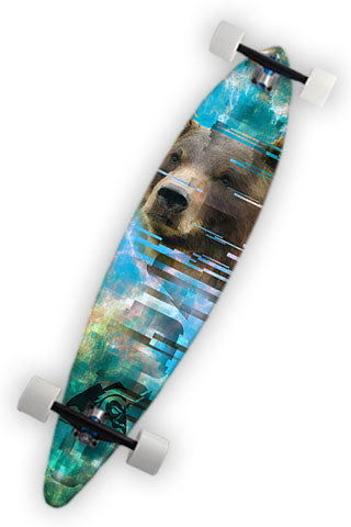 GRIZZLY Skateboard Wrap and Longboard Wrap are original graphic print.  Photos and graphics wilderness SQUATCH design.