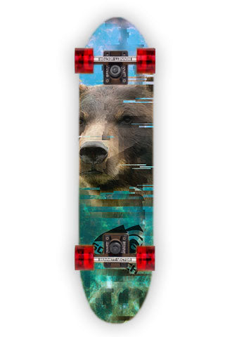 GRIZZLY Skateboard Wrap and Longboard Wrap are original graphic print.  Photos and graphics wilderness SQUATCH design.