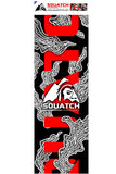 RED MAYHEM.  This Skateboard wrap is from an abstract digital print.