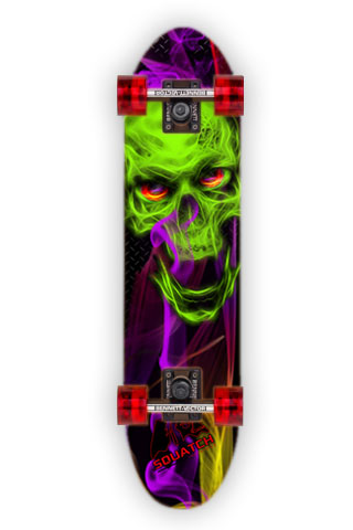 SKULL and SMOKE Skateboard Wrap original digital print.