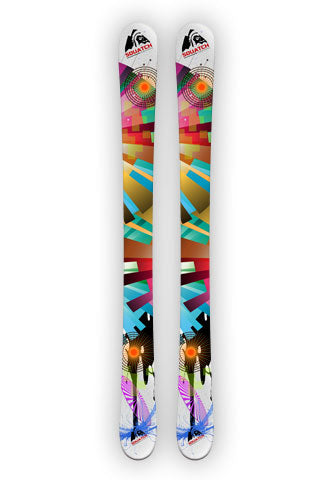 Snow Ski Wraps, COLOR WHEEL WHITE print on our SQUATCH Industries Art Collection