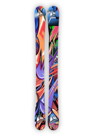 GRAFFITI WORLD.  This wrap is a multi level abstract digital painting. Colors and shapes seen around any major city. It represents an attitude perfect for Skiing, skating, perfect for boarding.