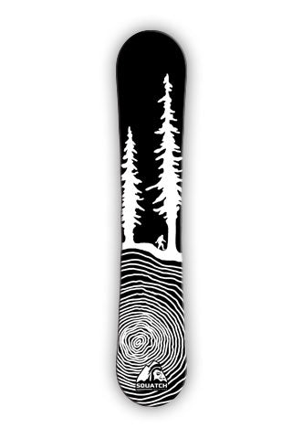 CROSS CUT BIGFOOT. The first design from SQUATCH Industries. This black and white Snowboard wrap design is also available on our top selling graphic tee. Artwork by Dalton Lovitt, SQUATCH Industries Design