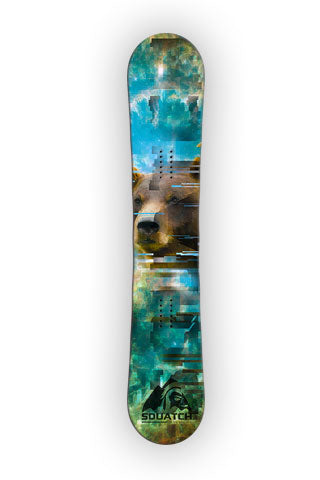 GRIZZLY Snowboard wrap original graphic print.  Photos and graphics wilderness SQUATCH design.