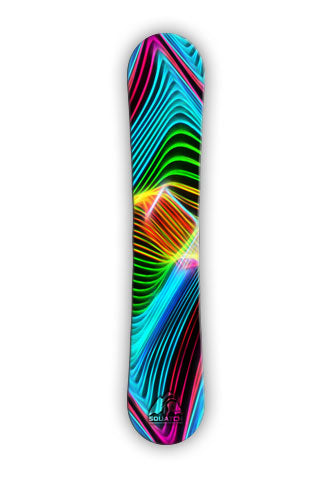 LASER SHOW. This snowboard wrap is from a photograph of an actual laser show. Clean vibrant colors are the hallmark of this snowboard wrap design.